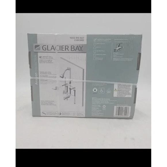 Glacier Bay Aragon 2 Handle 1 Spray Shower Faucet And Head 1.75 GPM Chrome New - Picture 2 of 2